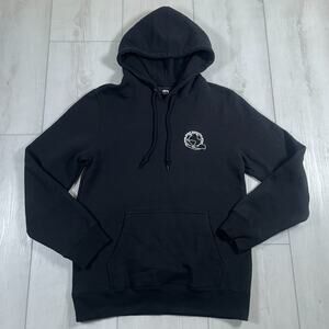Stussy Men's Small Hoodie Black Cotton Fleece Pullover Sweatshirt Heavyweight